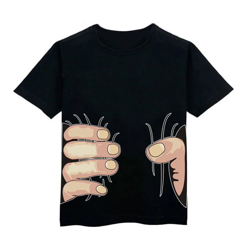 Новые летние футболки для маленьких мальчиков и девочек Детские хлопковые футболки с короткими рукавами и 3D-принтом «большая рука» Для малышей Детская одежда топы, футболки