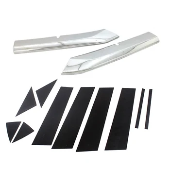 

10Pc Mirror Effect Plastic Window Pillar Posts Trims for Mazda 3 Axela 14-17 & 2Pcs ABS Chrome Front Grill Cover Trims