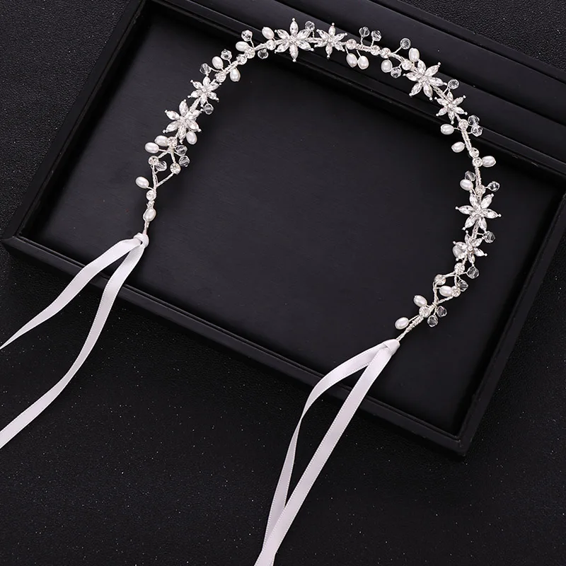 Серебристый New Wedding Hair Accessories Handmade Flower Rhinestone Crystal Headband Bridal Tiara Queen Party Prom Tiara Jewelry Accessories - Окраска металла: Серебристый