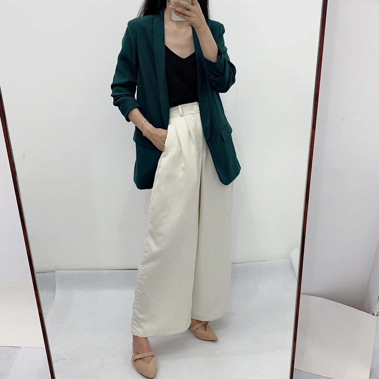 Long Blazer Women Solid Shawl Collar Pockets Office Blazers Female Outwear Tops Roll sleeve Women's Jacket And Blazer Coat