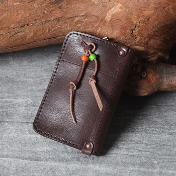 

Genuine Leather Oxhide Clip Vintage Men Card Holder Multi-function Document Bag Crazy Horse Style Top Layer Leather Men's Clip