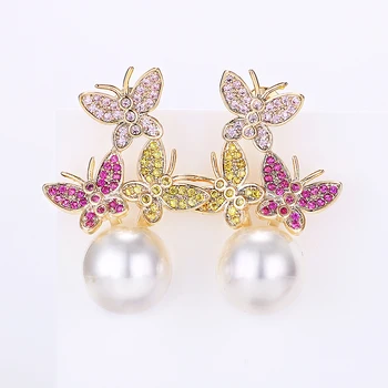 

VERY GIRL Fashion Shell Pearl Stud Earrings Colorful Butterfly Women Earrings 2020 Newest Jewelry