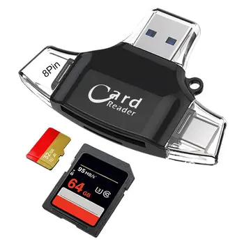 

4 in 1 Micro USB Type-C TF Secure Digital Card Reader High speed Micro SDs TF Memory Cardreader OTG Adapter for iPhone