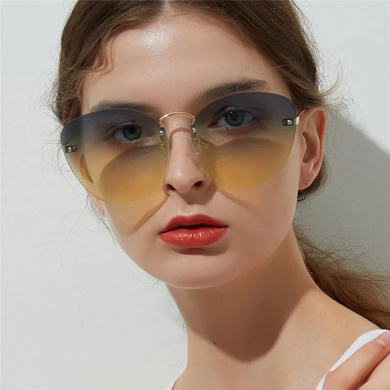 Мода Glasse прозрачные прогрессивные цветные линзы Ac без полей кошачий глаз очки Женские Красочные Кристальные солнцезащитные очки