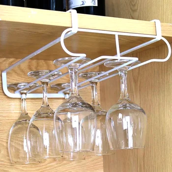 

Wine Glass Rack Cup Holder Hang Kitchen Cabinet Under Shelf Storage Rack Hook Bar Goblet Stemware Organizer Desk Hanging Hook