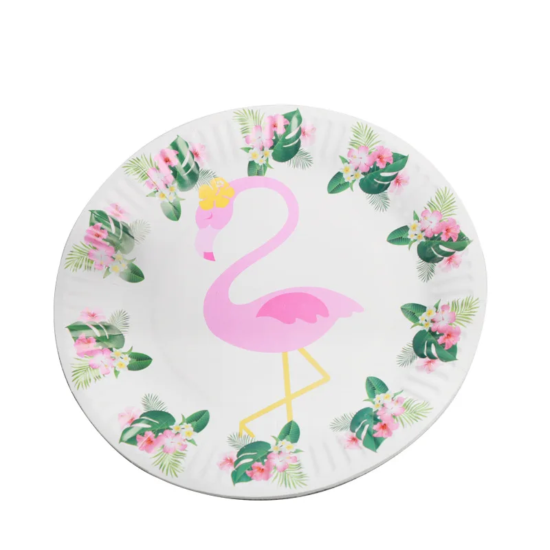 Paper Plate(10pcs) Набор для вечеринки в честь Дня Рождения, для девочек, с рисунком фламинго, свадебные украшения, одноразовые столовые приборы, вечерние тарелки, бумажные соломинки, для детского душа - Цвет: Paper Plate(10pcs)