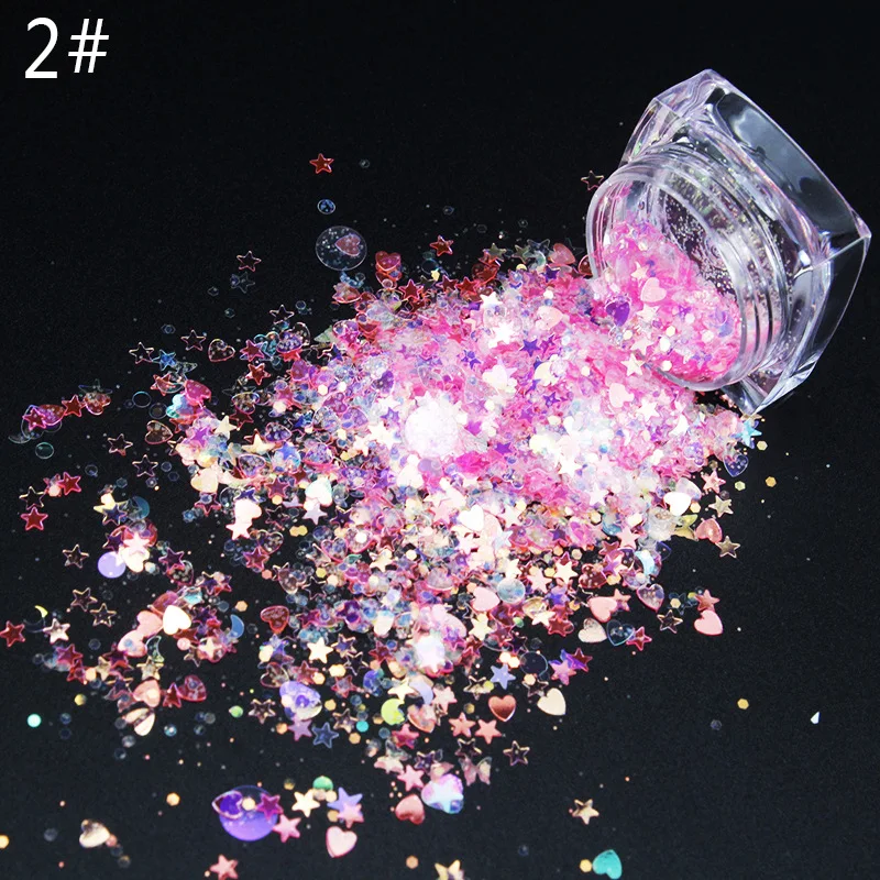 Brilho do Unha Bolsa Lantejoulas Efeito Laser 3d Lua Glitter Mix Fino Cacos Acrílico Unha Arte 50 g - 5 efeito laser 3d lua glitter mix fino