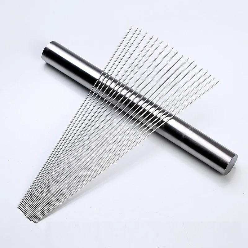 50pcs Stainless Steel Skewers Round Flat Barbecue Skewers Tube BBQ Needle Grilling BBQ Sticks 30cm