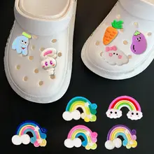 1Pcs Cartoon Ice cream Fruit Rainbow PVC Shoe Shoe Accessories DIY Wristband For Croc Jibz Kid Gift Hot Sale