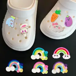 1Pcs Cartoon Ice cream Fruit Rainbow PVC Shoe Shoe Accessories DIY Wristband For Croc Jibz Kid Gift Hot Sale