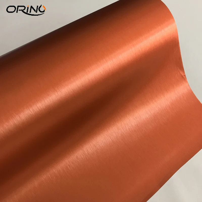 Brushed Metallic Orange Vinyl Wrap Sticker-4