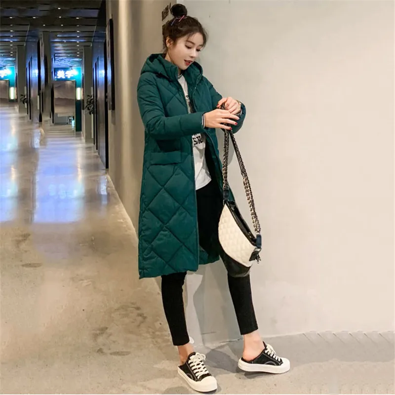2019 Новый осень-зима Для женщин Большие размеры Модные Длинные пуховики с капюшоном куртки-парки из хлопка теплые куртки, женская верхняя