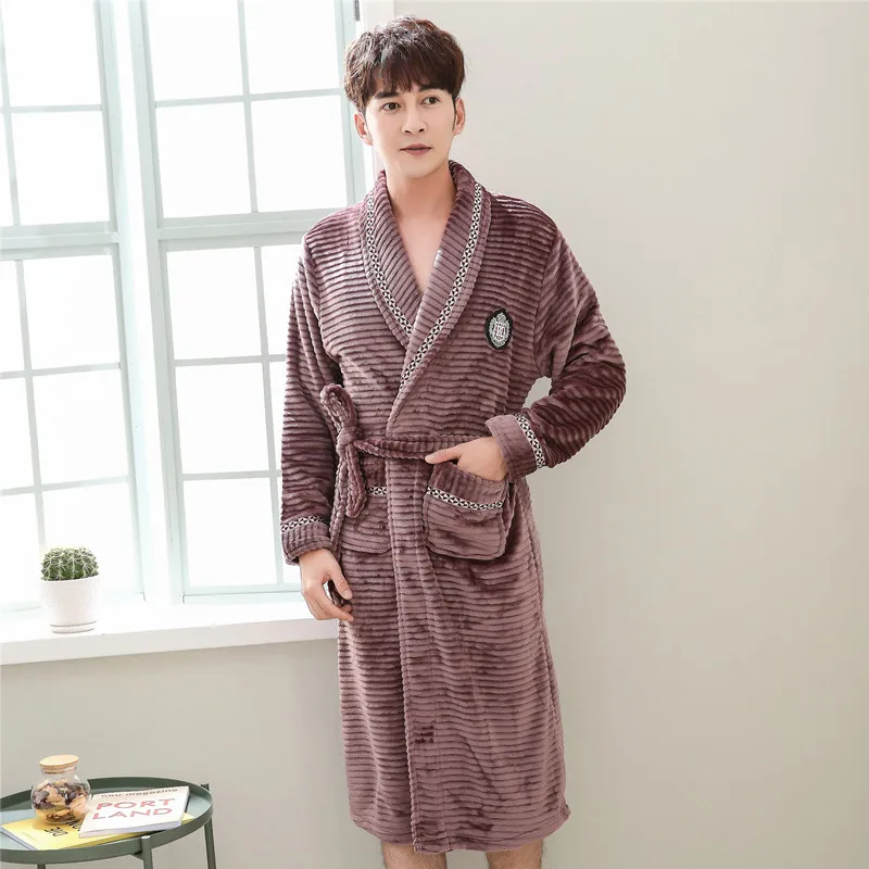 

JRMISSLI Winter robe male bathrobe sleepwear bath robe japanese kimono men kimono homme Flannel bathrobe men