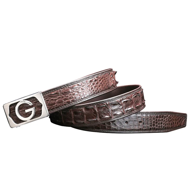 Silver Brown Belt McParko крокодиловые ремни люксовый бренд мужской кожаный ремень коричневый деловой костюм брючный пояс 120 см - Цвет: Silver Brown Belt