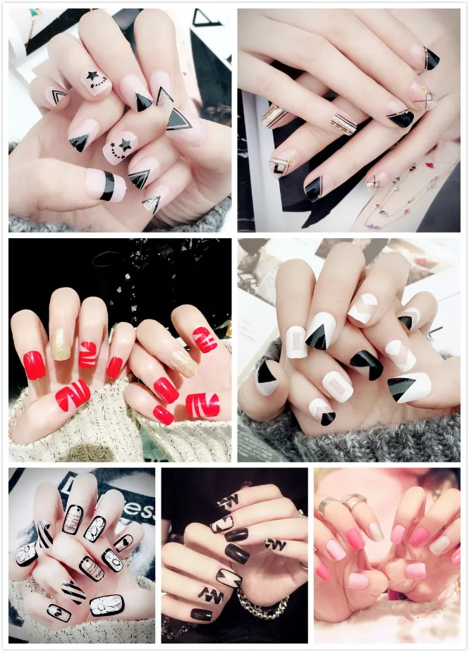 24 шт./компл. смешанные накладные ногти акриловые на выбор для французского