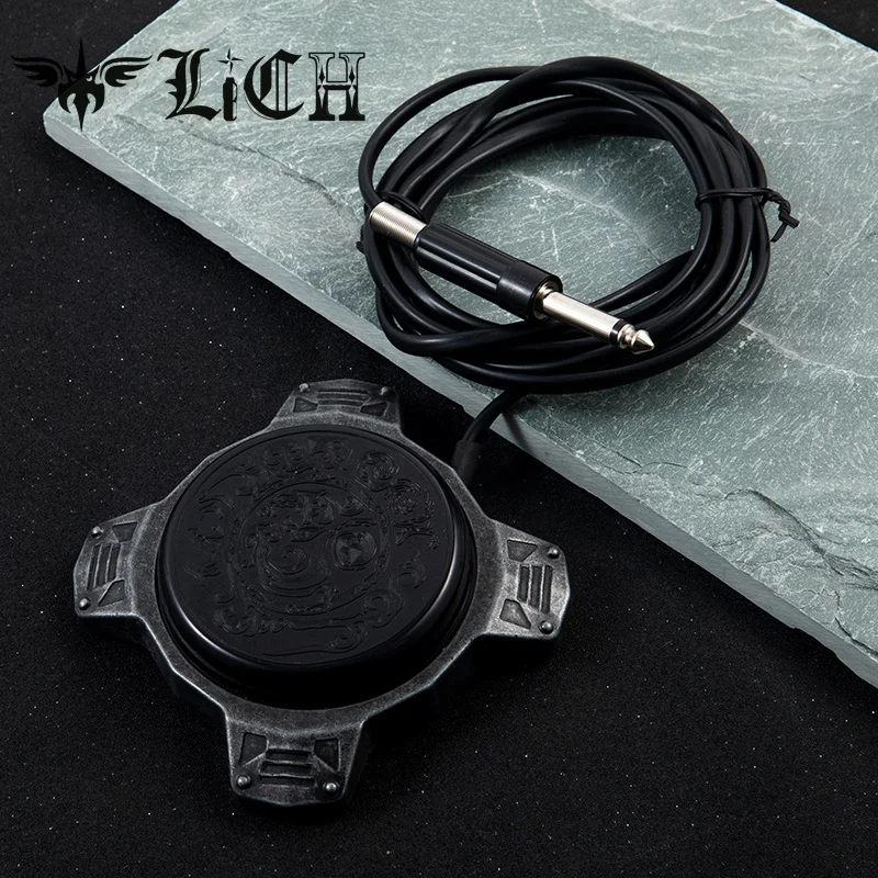 LICH 360 Stainless Steel Tattoo Foot Pedal Switch Footswitch Control with Wire For Power Supply Machine Clip Cord Accessories world of warcraft weapon model lich king frostmourne alloy anime sword katana real steel game keychain toys for boys katana gift