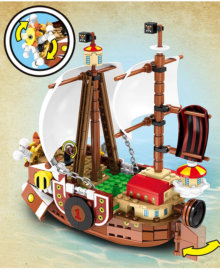 432pcs One PiecesThousand Sunny Pirate Ship Model Figures Building blocks 