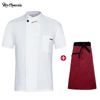 

New Chef Waiter Uniform Short Sleeve Kitchen Restaurant Cook Chef Jacket Shirt Breathable Barber Sushi Costumes Waitress uniform