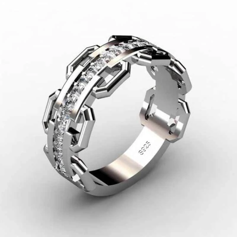 Мужские и женские кольца в стиле хип-хоп, панк, микро проложенный CZ камень, серебряные кольца, вечерние кольца в стиле рок для мужчин и женщин, ювелирные изделия Z3M077