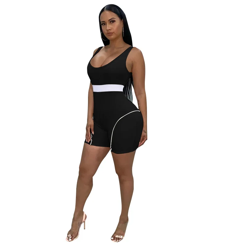 

Women's Sports Suspenders Knitted Jumpsuit Tight Shorts