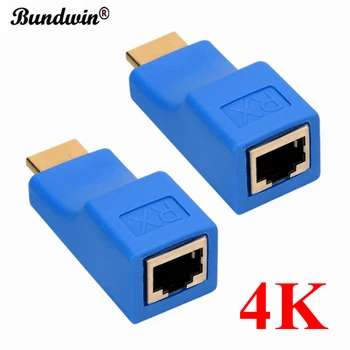 

Bundwin 4K HDMI Extender HDMI Extension up to 30m Over CAT5e / 6 UTP LAN Ethernet Cable RJ45 Ports LAN Network