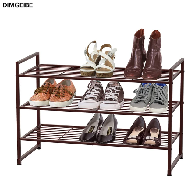 DIMGEIBE shoe racks household goods stackable metal wire mesh shoe