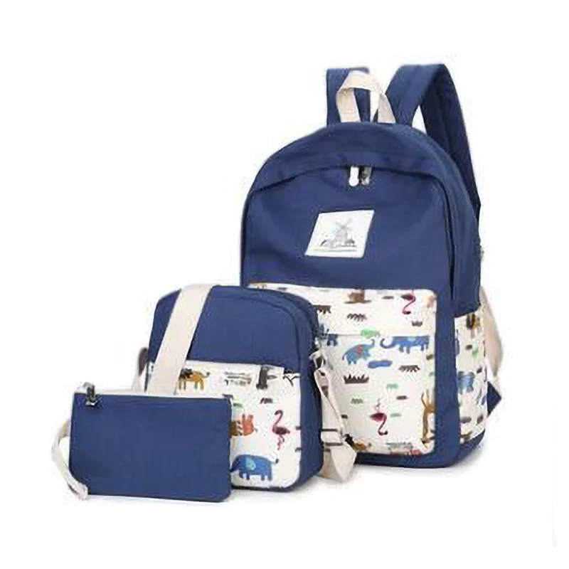 3 шт./компл. Повседневное Для женщин рюкзак школьные сумки из плотной ткани для девочек на ремне Детская сумка-рюкзак для девочек, рюкзак для путешествий Mochila Infantil - Цвет: Тёмно-синий