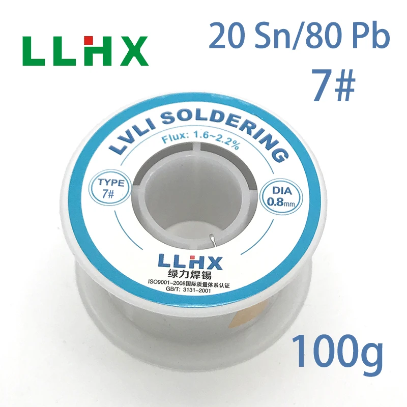 LLHX Solder Wire 100g 7# 20% Tin For Soldering 0.6/0.8/1.0/1.2/1.5/2.0/2.3mm Welding Wire Flux-core Solder Rosin Core Soldering llhx solder wire 100g 63% tin for soldering 0 6 0 8 1 0 1 2 1 5 2 0 2 3mm welding wire flux core solder rosin core soldering