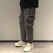 Зимние вельветовые плотные штаны, мужские Модные повседневные Комбинезоны с несколькими карманами, мужские уличные свободные штаны для бега в стиле хип-хоп