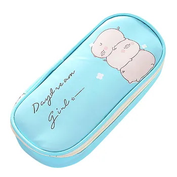 

Cute Student Pen Case Cartoon Leather Pencil Box Pouch Holder Bag