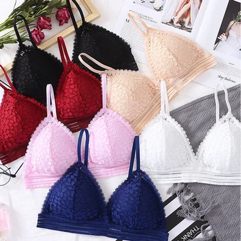 

1/2PCS French Style Bralette Seamless Deep V Lace Bra Wireless Thin Underwear Sexy Lingerie Soft Push Up Bras For Women Hot