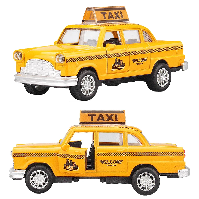 Classic Alloyed Pull Back Yellow Taxi Car Model with Light Sound Effects Souvenir Ornament Boys Toys Birthday Gift for Children classic alloyed pull back yellow taxi car model with light sound effects souvenir ornament boys toys birthday gift for children