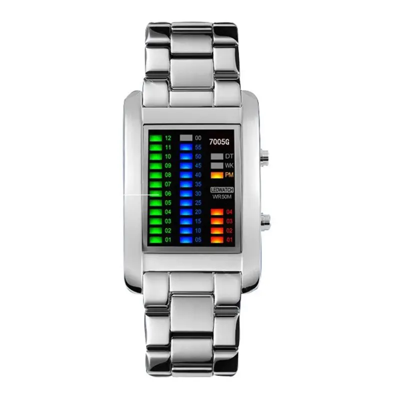Электронные часы для мужчин и женщин модели из высококачественного сплава бинарные часы с светодиодный подсветкой