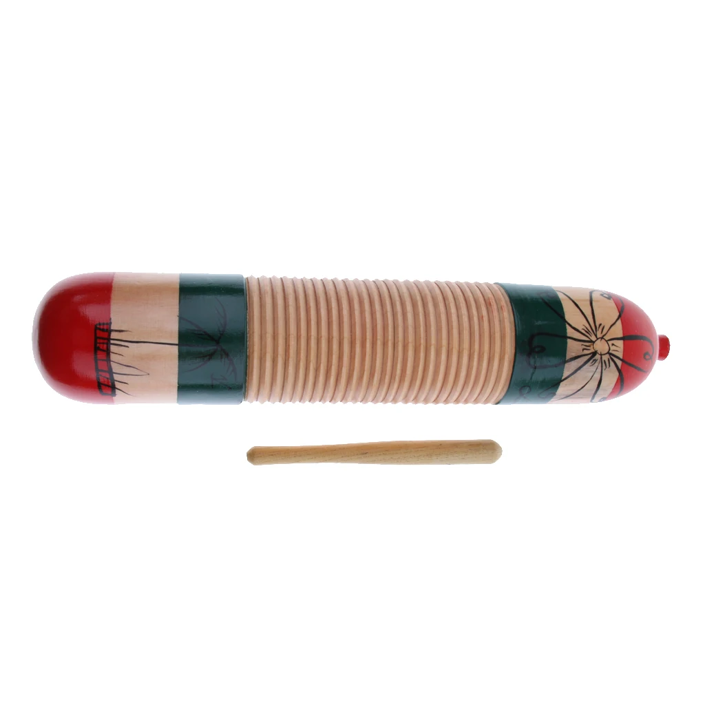 

Durable Cylinder Guiro with Beater Set Children Rhythm Toys Birthday Gift