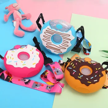 

Cute 350ml Donuts Shape Water Bottle Free Bpa for Kids Children Students Boy Girl Plastic Cup Portable Kettle with Straw Strap