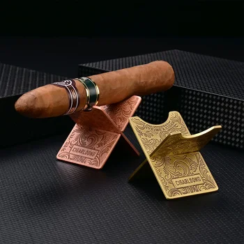 

CIGARLOONG Cigar Holder Stainless Steel Foldable Carved Portable Cigar Stand Smoking Accessories