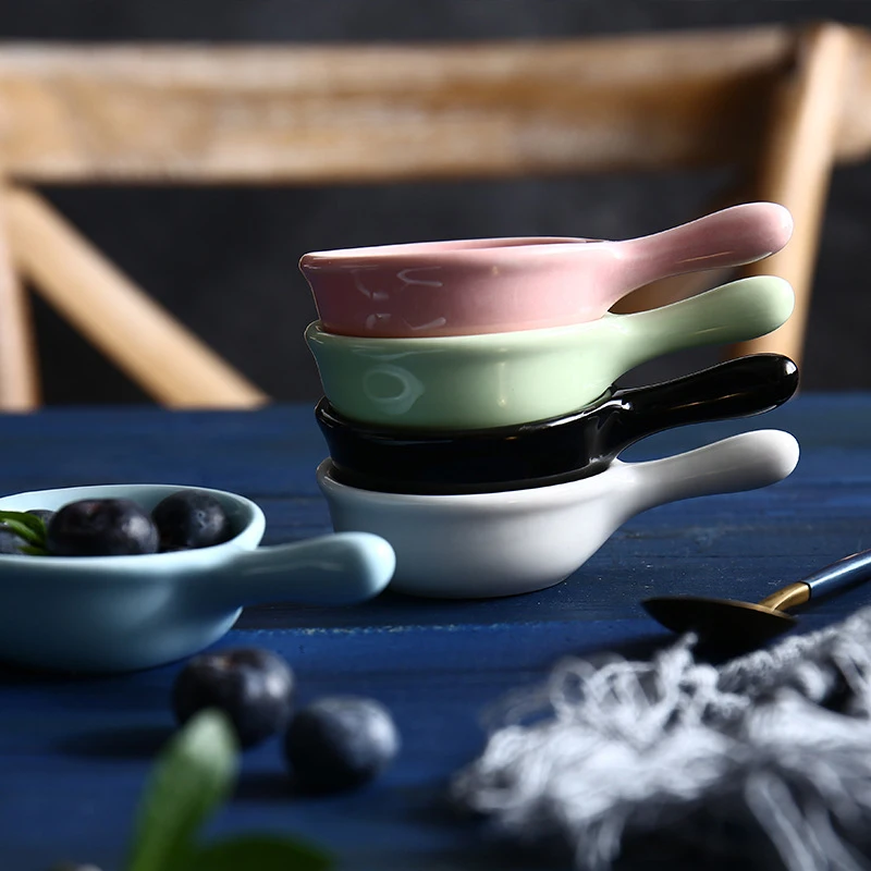Креативная керамическая тарелка для приправ посуда соус тарелки для закуски мини соевый соус уксус блюдо с ручкой практичная кухонная посуда