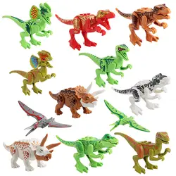 12 шт. динозавры мир Юрского периода наборы совместимые строительные блоки игрушки тираннозавр и Атлон собрать классические детские