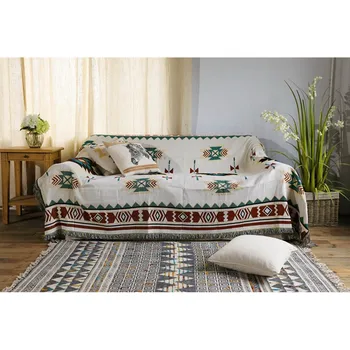 

Soft Blanket with Tassels Cozy Cotton Woven Knitted Bed Couch Throw Sofa Chair Towel Multi-Function for Home Decor Office Travel