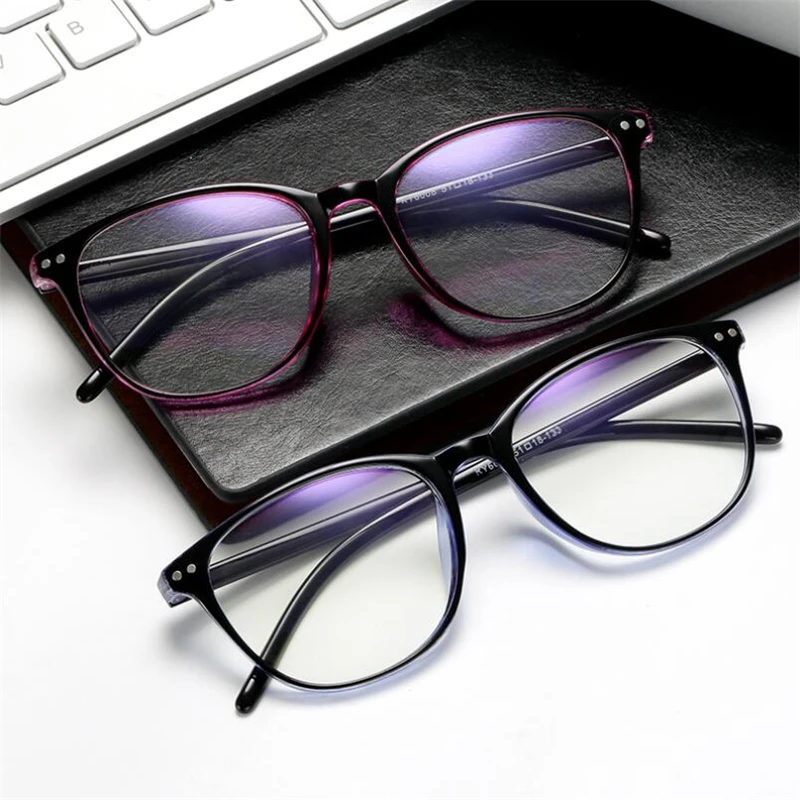 Rivets Finished Myopia Glasses Women Blue Film Coating Oval Nearsighted Eyeglasses -1.0 -1.5 -2.0 -2.5 -3.0 -3.5 -4.0 -4.5 -6.0 4