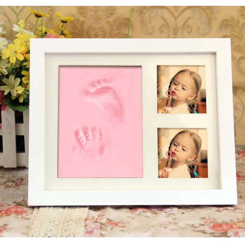 Детская ручная и ножная печать для рук и ног детская фоторамка "сделай сам" с крышкой отпечаток пальца грязи набор ребенка рост памятный подарок - Цвет: Light Pink