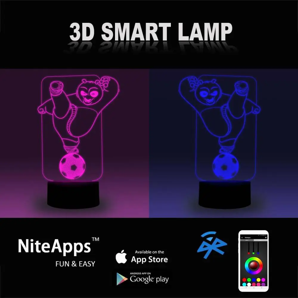 NiteApps 3D кунг фу Панда игра Футбол ночник настольная лампа иллюзия Лампа подарок на