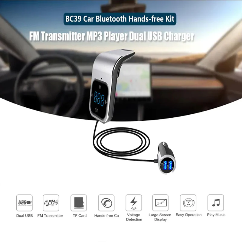Беспроводной радио адаптер автомобильный fm-передатчик Bluetooth автомобильное зарядное устройство AUX стерео Универсальный fm-адаптер для MP3