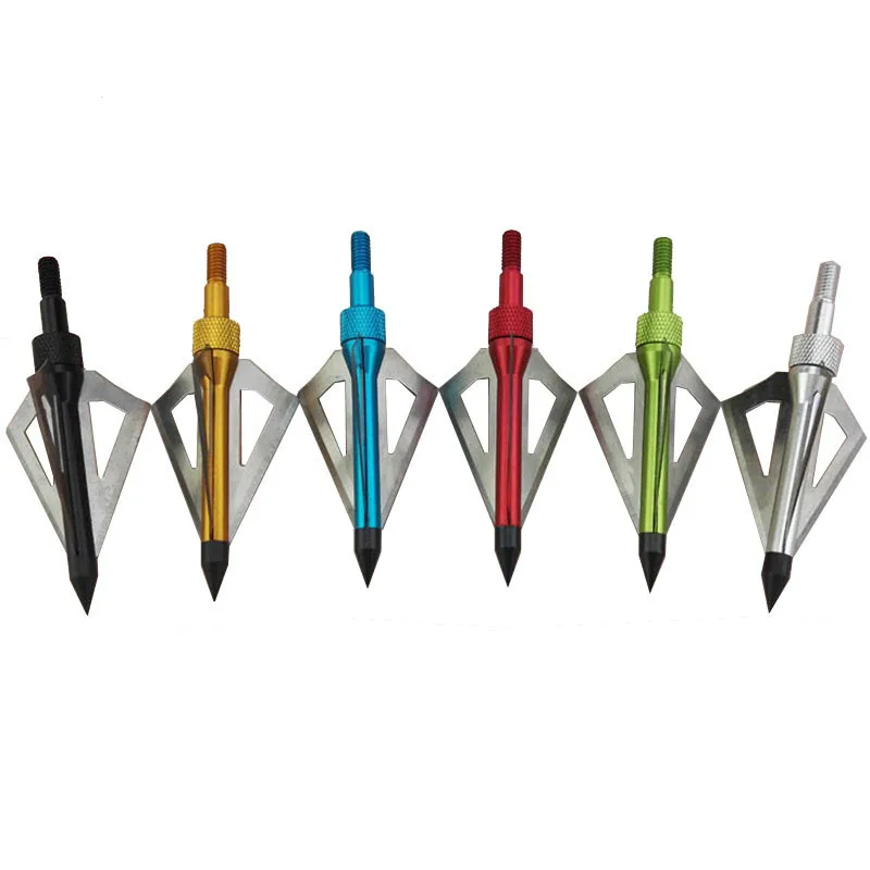 

6pcs Hunting Crossbow Arrow Archery Broad Head 100 Grain Arrowheads for Compound Crossbow 3 Blades Fiberglass Carbon Arrow