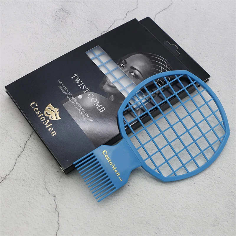 Синий African Men's Hairdressing Afro Comb Twist Wave Curl for Professional Use Dirty Braid Perm Style Men's Comb Twist - Цвет: Синий