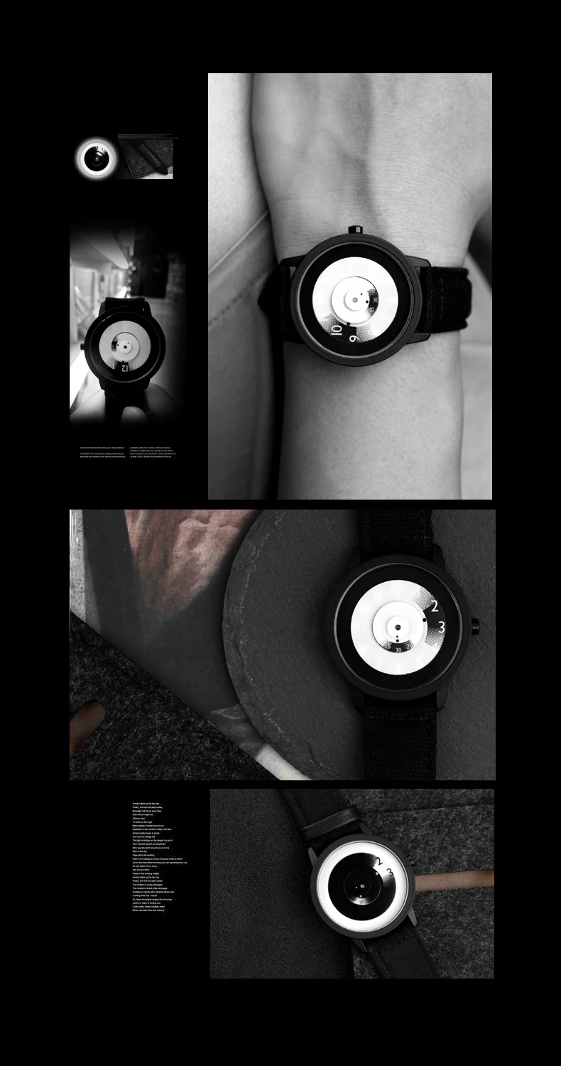 2019Enmex креативная стильная ткань дизайнерский ремешок наручные часы с фокусным расстоянием специальный дизайн диски руки Модные мужские повседневные кварцевые часы