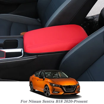 

Leather Car Armrest Pad Covers Center Console Auto Seat Armrests Box Pad For Nissan Sentra B18 2020-Present Internal Accessories