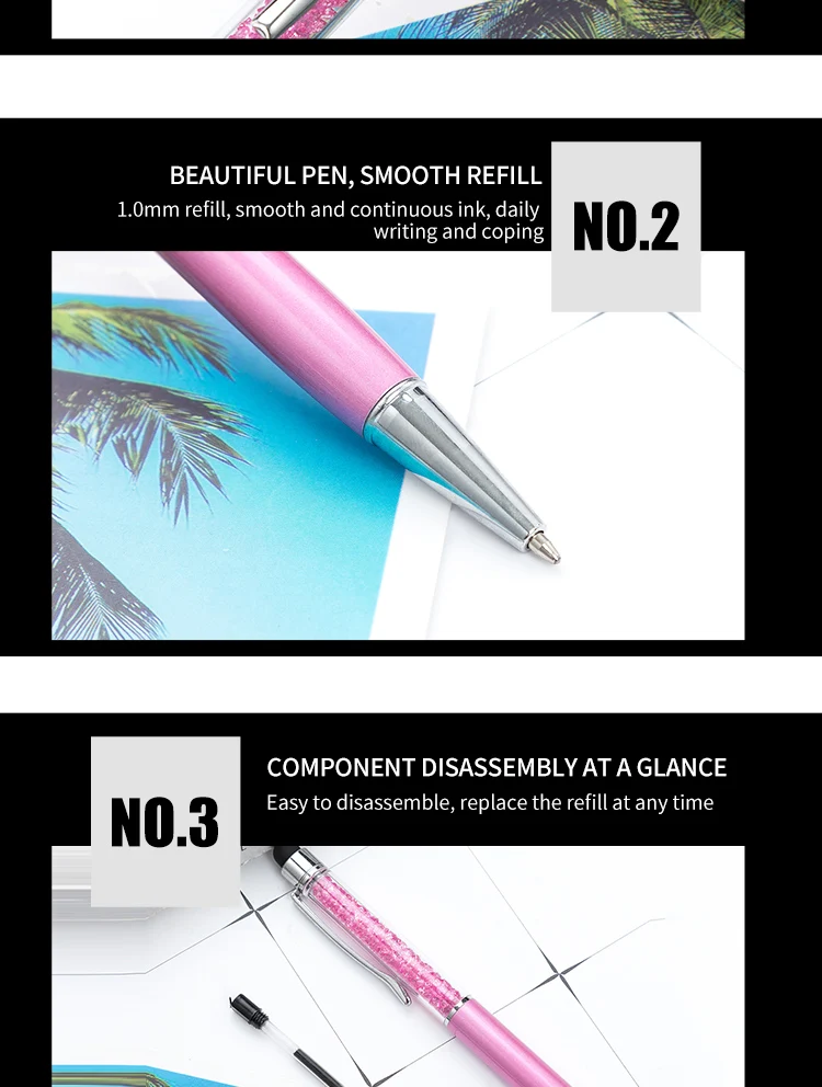 cristal caneta stylus toque criativo 26 cores
