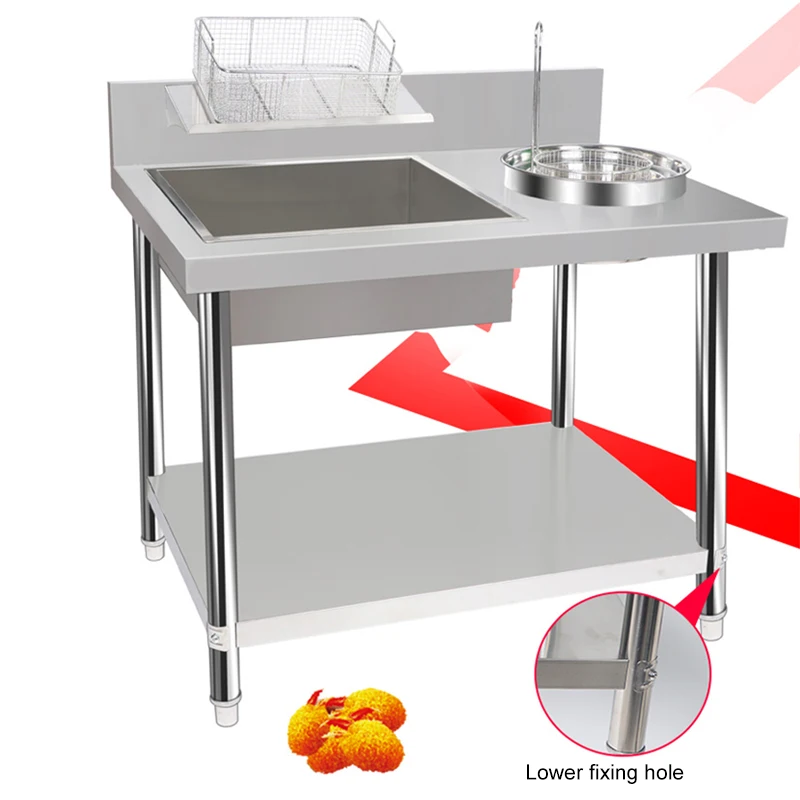 WK-800 Commercial Stainless Steel Breading Table Kitchen Console Fried Chicken Equipment Bakery Burger Shop Restaurant