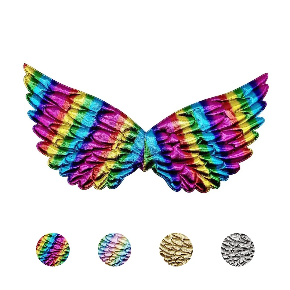 Little Boys Girls Party Accessories 4 Colors Rainbow Gold Silver Unicorn Wings Children Photography Props Kids Halloween Costume